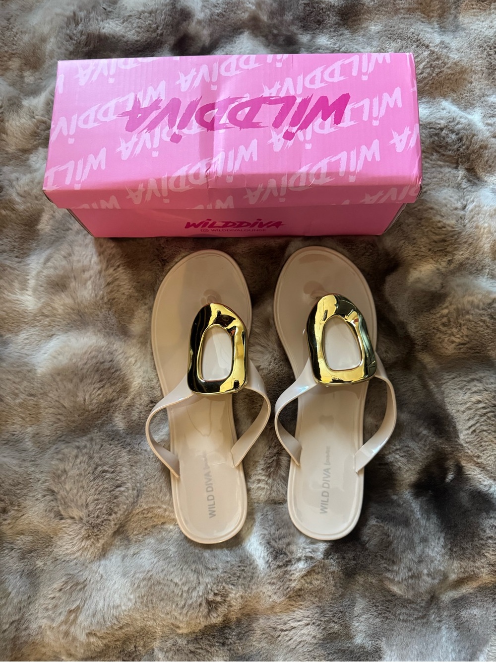 Wild Diva White Sandals with Gold Accent Ornament
